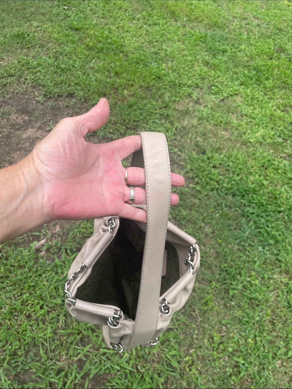 Furla Taupe Leather Hobo with Silver Chain Detail - Picture 11 of 11